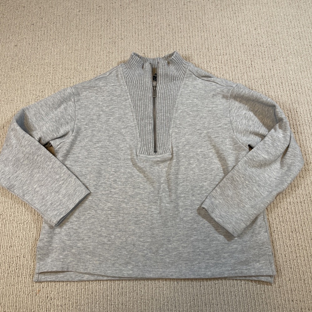 Splendid Women's XS Quarter Zip Sweatshirt Mock Neck Cozy Luxe Gray